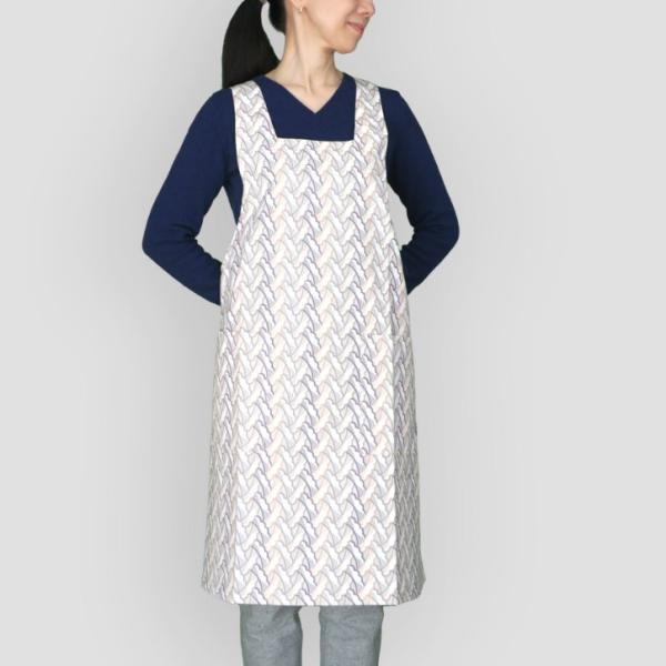 バッククロスエプロン あみめ グレー かぶり