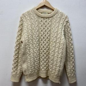 USED 古着 長袖 ニット、セーター Knit, Sweater 80s IRELAND製 GAELTARRA ローゲージ ヘビー ウール アラン フィッシャーマン ハンド ニッ 10043017｜istitch-store