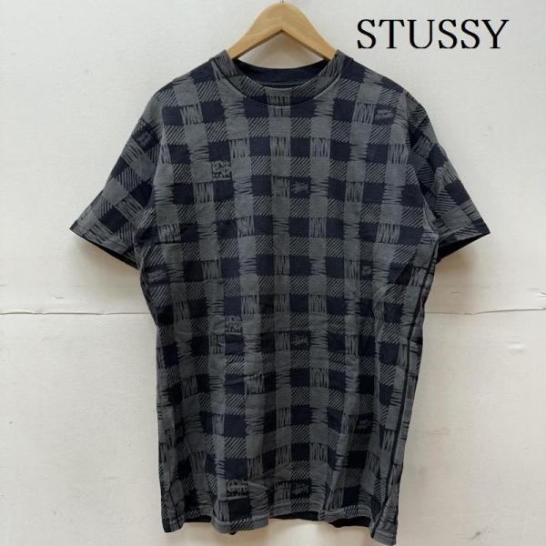 STUSSY ステューシー 半袖 Tシャツ T Shirt  格子 プリント 総柄 ロゴ Tシャツ ...