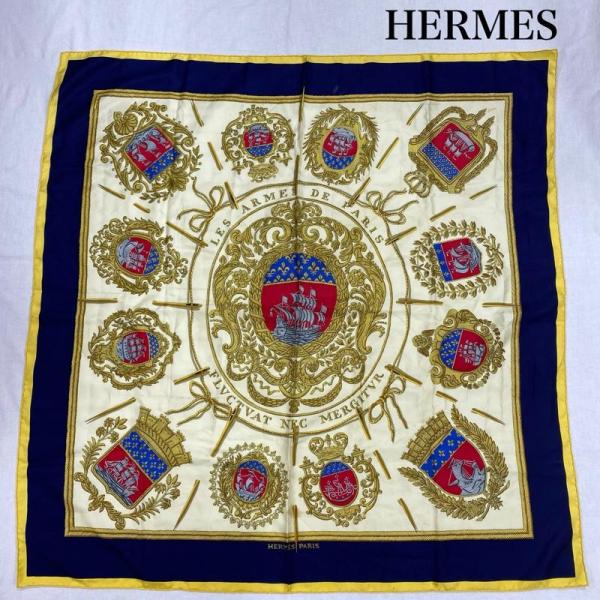HERMES スカーフ、ポケットチーフ ファッション小物 Scarf カレ90 Les Armes ...