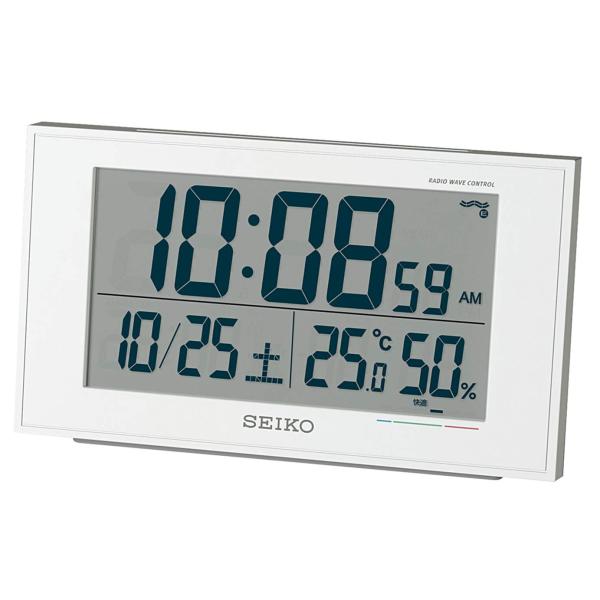 セイコー クロック 置き時計 目覚まし時計 電波 デジタル カレンダー 快適度 温度湿度表示 01:...