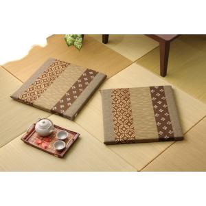 座布団 綿100% 国産 和柄 『モダン 絣座布団』 【ブラウン】 約55×55 2枚組 31043...