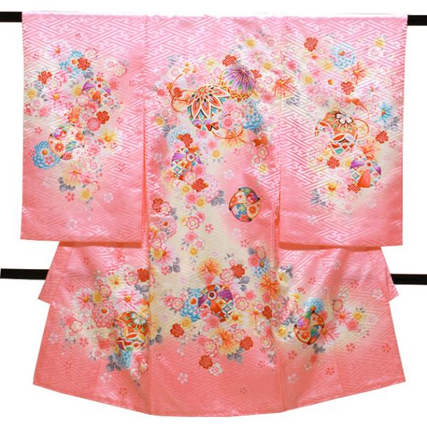 産着 レンタル お宮参り 女 着物 女の子 ピンク まり・花 服装 赤ちゃん 産着 祝い着 初着 送...