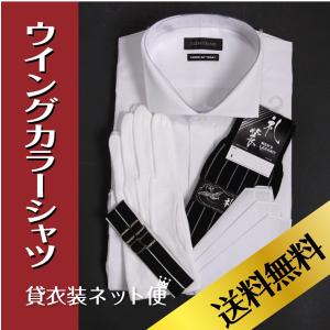 モーニング用シャツ 5点セット S・M・L・LL・3L・4L・5L・6L 販売品 モーニング ワイシャツ ウィングカラーシャツ 小物セット 大きいサイズ｜貸衣装ネット便