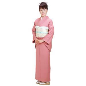 色無地 単衣 レンタル 6月・9月 夏用 夏物〔高級正絹〕 サーモンピンク