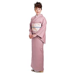 正絹☆サーモンピンク色無地☆裄長ロングサイズ お仕立付き・単衣】東レシルック 絽ちりめん色無地（ピンク系）（M・L