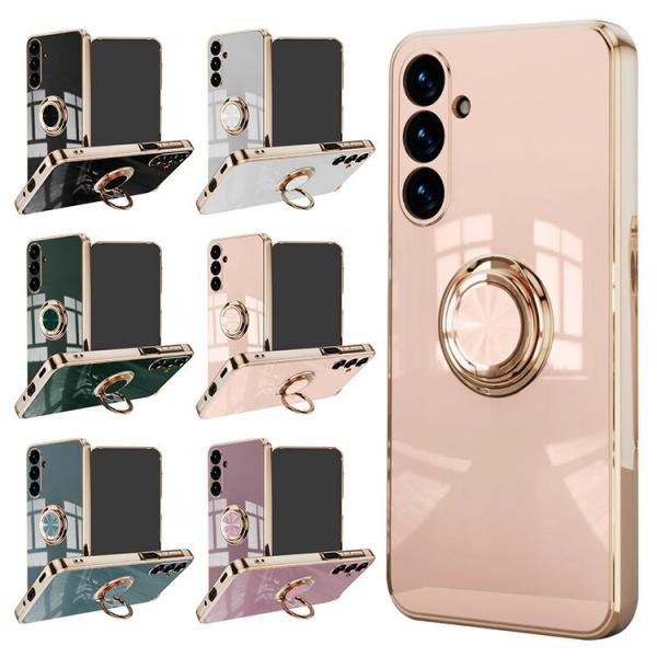 Galaxy A57 5G ケース カバー 一体型リング付き メッキ TPU 紐 ストラップホール付...