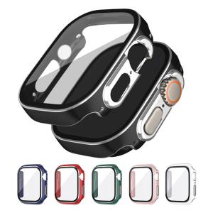 Apple Watch Series 8 ケース カバー メッキ 強化ガラス付き 全面保護 液晶保護ケース アップルウォッチ シリーズ8/7/ウルトラ7mm 単色/