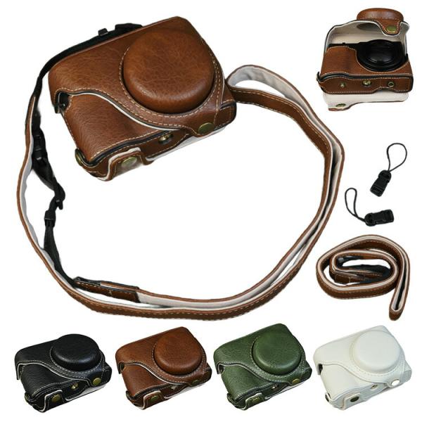 LUMIX DC-TZ99 ケース ZS99 カメラケース PUレザーハーフケース ショルダーストラ...