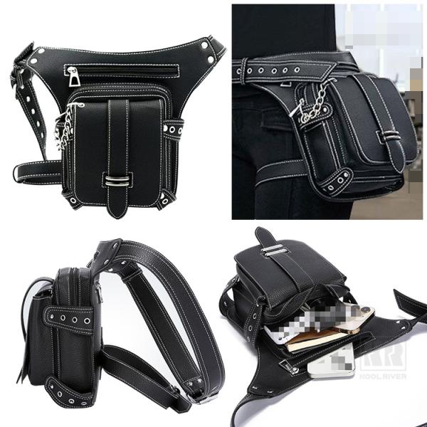 ウエストポーチ 太ももバッグ レッグバッグ ベルトにつける ベルトポーチ ベルトホルスター PUレザ...
