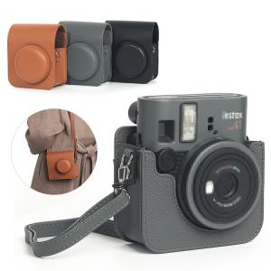 instax mini 41 ケース カバー ショルダーストラップ付き PUレザー レディース 肩掛け カード収納 カメラバッグ カメラケース FUJIFILM
