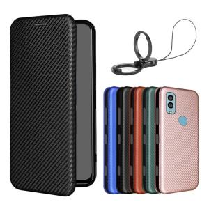 京セラ Android One S9 ケース 手帳型 かわいい カバー PUレザー カード収納 紐 リングストラップ付き カーボン調 おしゃれ 手帳型 かわいいレザーケース