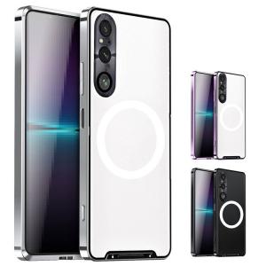 Sony Xperia 1 V バンパー Xperia 10 V ケース Qi充電 ワイヤレス充電 対応 アルミバンパー かっこいい  半透明 マット仕様 背面パネル (アクリル)｜it-donya