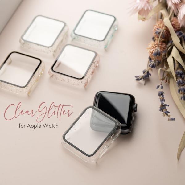 アップルウォッチ カバー おしゃれ 9 8 7 6 SE 保護カバー ガラス グリッター ラメ クリ...