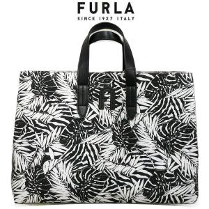 フルラ FURLA トートバッグ ブランドバッグ 雑誌 A4 wb00504 モノトーン ボタニカル 植物 葉 ホワイト ブラック 父の日 プレゼント お祝い｜italyoftamai