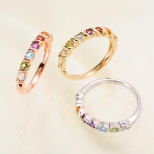 マルチストーン ハーフエタニティ リング ミル打ち 18k K10/K18YG