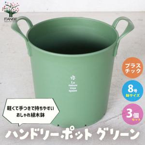 ITANSE 植木鉢 ハンドリーポット・グリーン 資材 8号 お買い得3個セット 庭木 植木 花木 観賞用 プレゼント 贈答 送料無料 イタンセ公式｜itanse