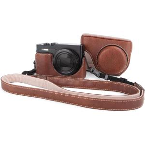 パナソニック Lumix TZ99 ケース ITARUKEN Panasonic DC-ZS99/TZ99 zs99 tz99 PUレザー Lumix ZS99/TZ99用 カメラ カバー ショルダーストラップ付き ブラウン