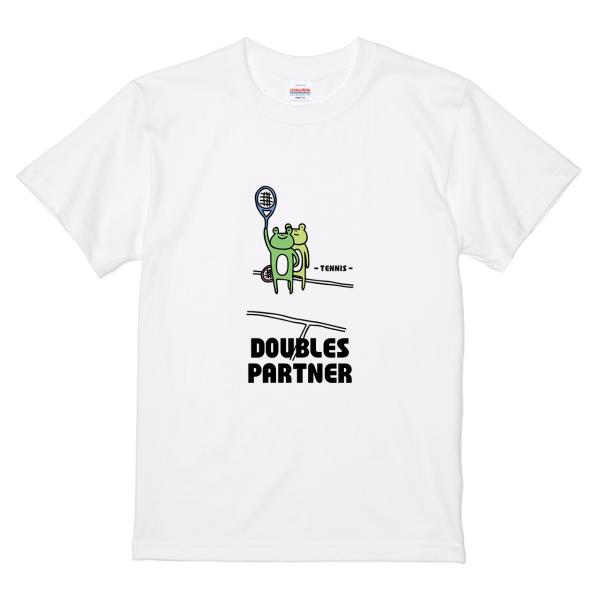 itaxes おもしろTシャツ 【テニスでダブルスなカエル】オワリデザイン