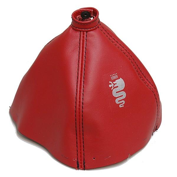 アルファロメオ 159/Brera/spider レザーシフトブーツ (レッド/ブラックステッチ/シ...