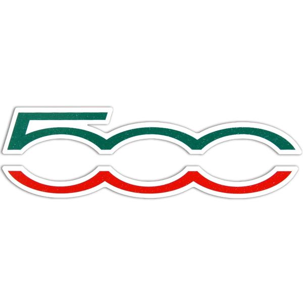 フィアット 500ロゴステッカー(切文字/トリコロール)　15289