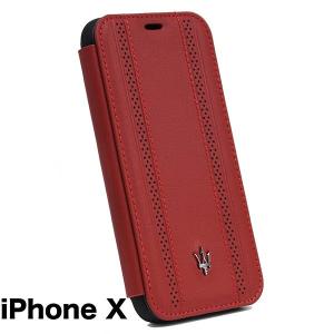 マセラティ純正 iPhone Xブックタイプレザーケース-GRANLUSSO/レッド　21355｜itazatsu