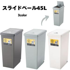 スライドペール 45L　LFS-763 ゴミ箱 ダストボックス 屋外 屋内 キャスター付き ポリプロピレン ごみ箱 分別ゴミ箱 キッチン スライドロック式 スライドペール｜itcom-ec