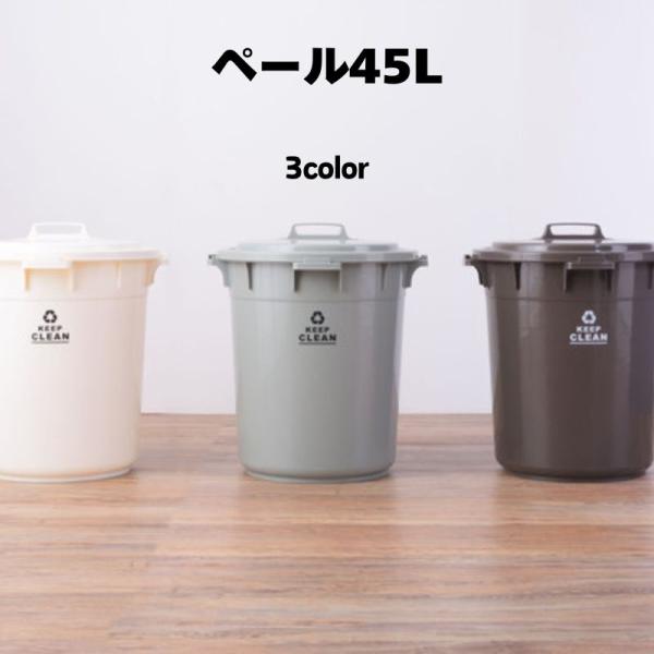 ラウンドペール 45L LFS-765 ゴミ箱　ダストボックス フタ付き ロック機能付き ポリプロピ...
