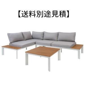 ガーデンソファ＆テーブルセット ODS-51 屋内外 兼用 庭 屋上 ウッドデッキ プールサイド ホテル バー カフェ 【送料別途見積】｜itcom-ec