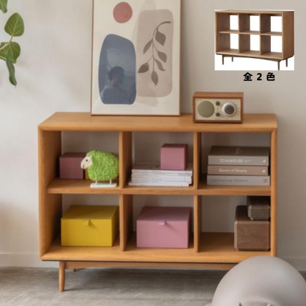 チェスト TIM-34 2段 ラック 北欧風 天然木 幅100cm オープンラック 本棚 収納棚 収...