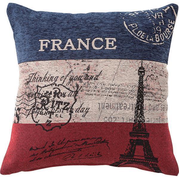 クッション フランス TTC-101FR トリコロール エッフェル塔 アンティーク アクセント イン...