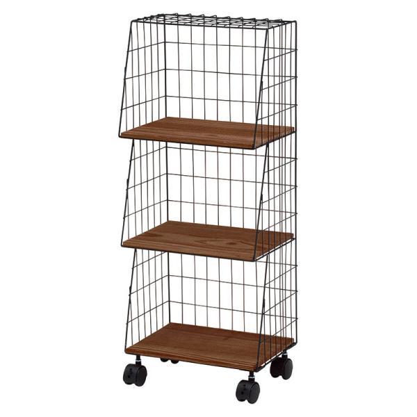 デポシリーズ ラック KR-3857BK キャスター付 収納 完成品 パイン材 天然木 ワゴン 整頓...