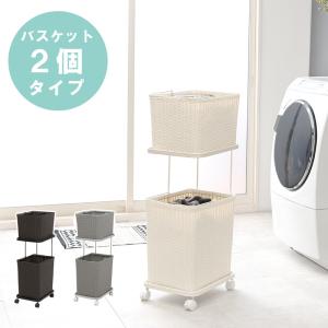 ランドリーラック RAN-2427 かご 収納 おしゃれ ラタン調 キャスター付き スリム｜itcom-ec