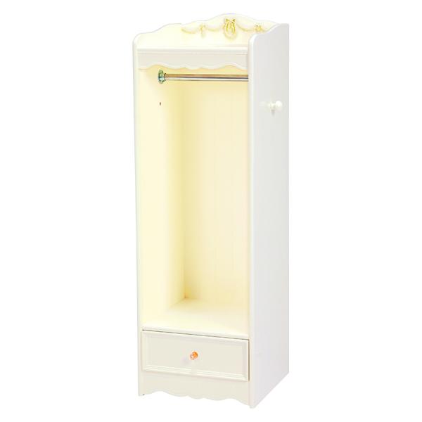 ハンガーラック（ホワイト）RKK-1859WH 収納 引出し付き 衣類収納 リボン 子供部屋 白