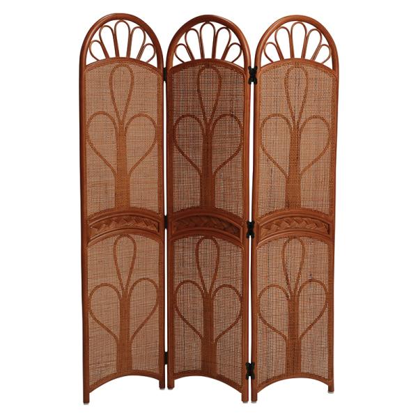 籐スクリーン RS-802BR-3 パーテーション 間仕切り 仕切り 目隠し ３連
