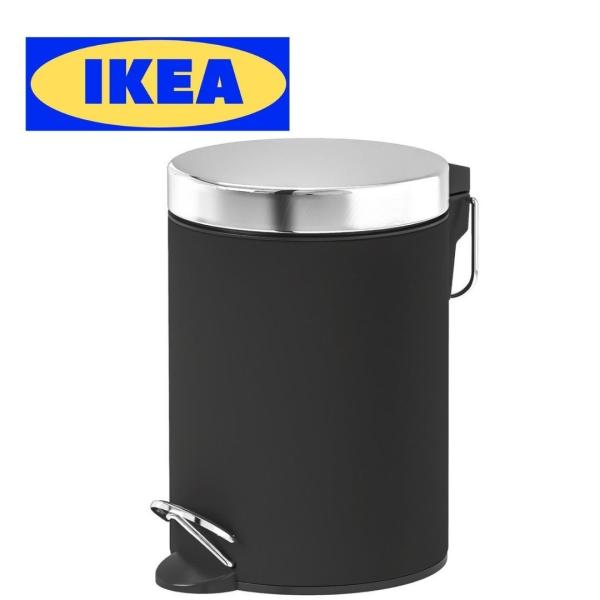 IKEA イケア EKOLN エーコルン ゴミ箱 3L ダークグレー 蓋付き フタ付き