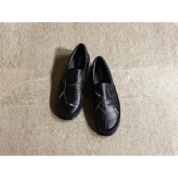 靴 スピングル 刺し子レザースリッポン SPINGLE SASHIKO LEATHER SLIPON...
