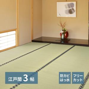 フリーカット裏付き い草カーペット みすず 江戸間3畳 江戸間3帖 約174×261cm 158004930 ラグ 上敷き はっ水加工 双目織 カット可 和室 和風 畳｜itcom-ec