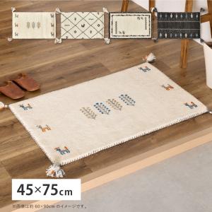GABBEH ギャッベ 玄関マット 270034710 約45×75cm インド製 ラグ マット ウール 羊毛 アクセントマット インテリアマット｜itcom-ec