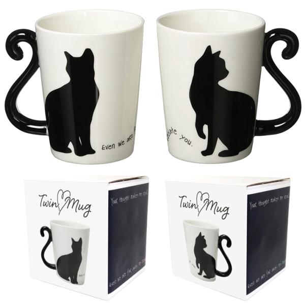 黒猫 ツインマグ シンプル 単品 AR0604099 AR0604100 ギフト メッセージ キャッ...