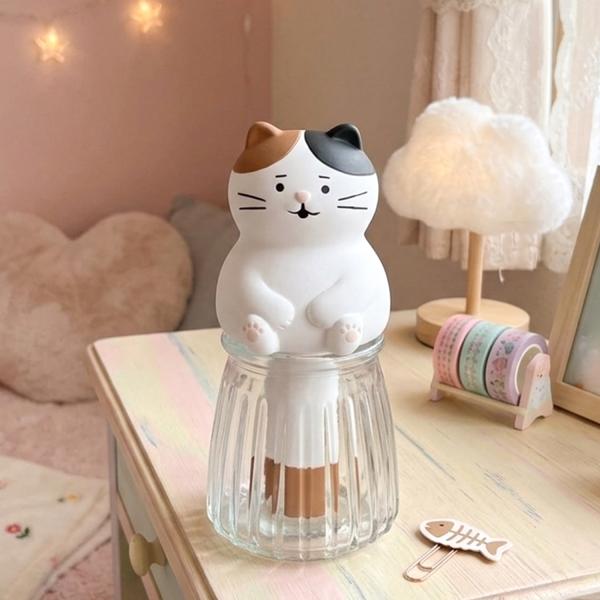 アニマル 加湿器 素焼き 陶器 卓上 プレゼント 猫 三毛猫 電源不要 気化式 Decole エコ ...