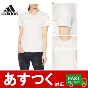 ポスト投函便（adidas アディダス レディース ロゴ 半袖 Tシャツ オフホワイトメランジ GL0770）サイズXOT トレーニング フィットネス ロゴTシャツ C2109044｜itemp-yh