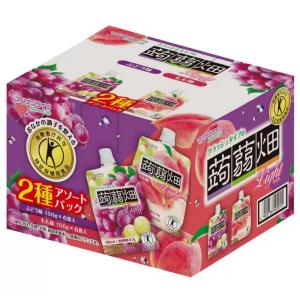 （2種類アソートパック マンナンライフ クラッシュタイプ 蒟蒻畑ライト 150g×12パック もも ぶどう）蒟蒻畑 こんにゃく ゼリー パウチ パック 12個 15214｜アイテンプ 生活雑貨店