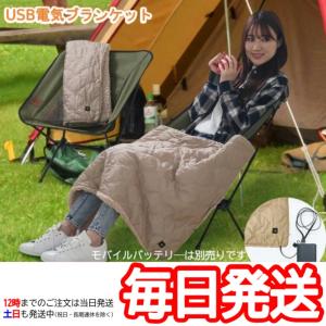 （USB 電気ブランケット ベージュ 90×60cm 収納袋付き