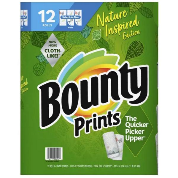 （柄あり Bounty バウンティ ペーパータオル 12ロール プリント セレクトアサイズ）キッチン...