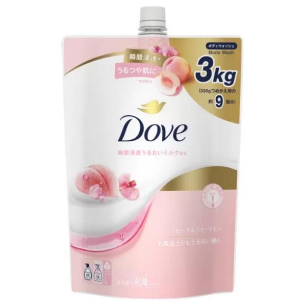 （ダヴ ピーチ&amp;スイートピー ボディウォッシュ つめかえ用 3kg）ピンク 液体 DOVE ダブ 3...