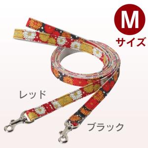 ■リード キク 菊 花柄 Mサイズ カラー 全2色 レッド・ブラック 【和柄 赤 紺 黒 桃 緑 青】｜itempetshop