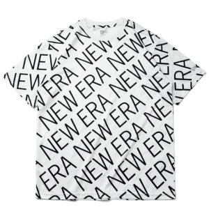 NEW ERA（ニューエラ） 半袖 テック Tシャツ オールオーバーロゴ ホワイト レギュラーフィッ...