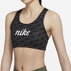 NIKE（ナイキ）Dri-FIT スウッシュ アイコン クラッシュ ミディアムサポート パッディド オールオーバー プリント スポーツブラ ブラック｜itempost