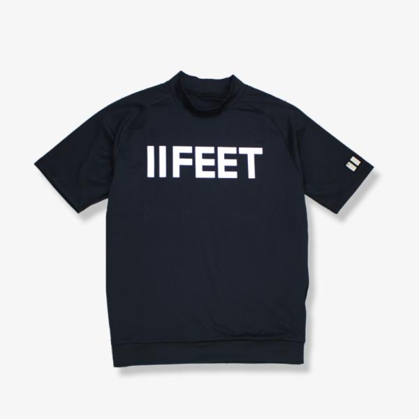 ロゴプリント　モックネックシャツ　ブラック